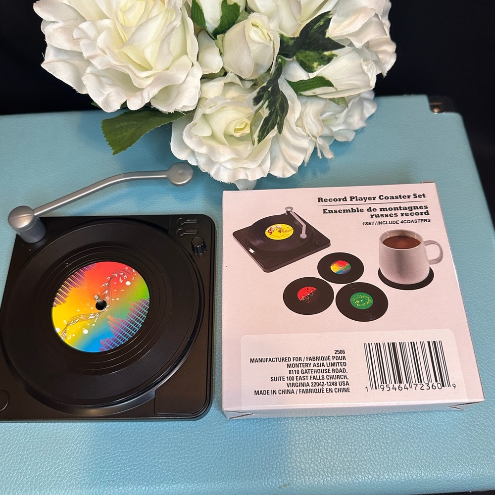 Record Player Coaster Set - Picture 4 of 4